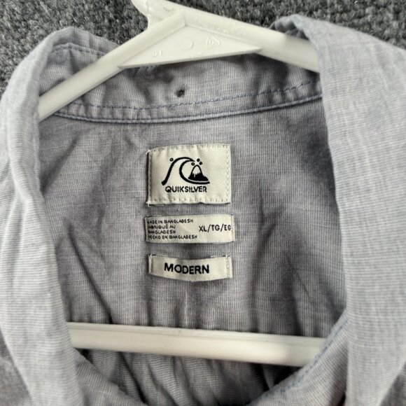 Quiksilver Button-Down XL Cotton Polyester Modern Gray Skate Shirt Mens Solid - Picture 10 of 13